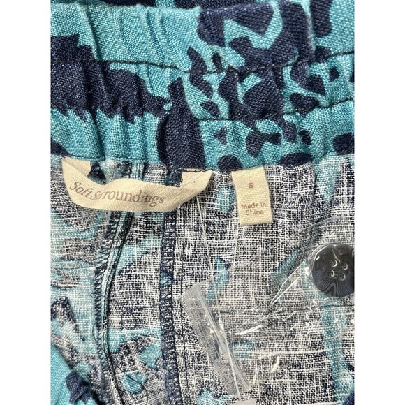 Soft Surroundings Lucca Wide Leg Linen Pants Women S Floral Blue Green NWOT - Picture 6 of 11